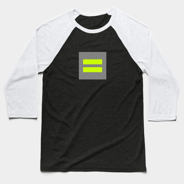 Checkerboard Equality neon yellow Baseball T-Shirt by silversurfer2000